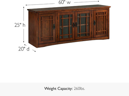 🪵 Classic Oak TV Console | 60" Solid Wood Style Entertainment Center with Storage Cabinets