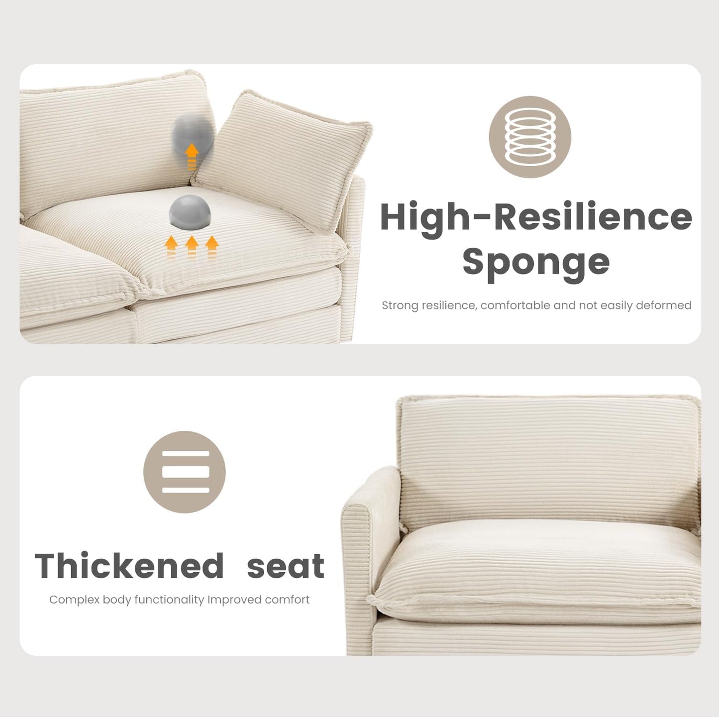 ☁️ Oversized Modular Cloud Sofa | 112" Cozy Sectional Couch with Ottoman for Modern Living Room