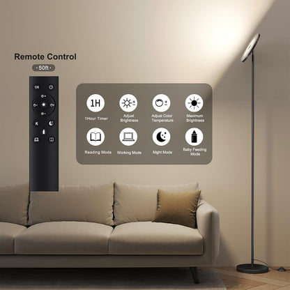 ✨ Modern LED Floor Lamp | Dimmable Standing Light with Remote Control for Living Room & Bedroom
