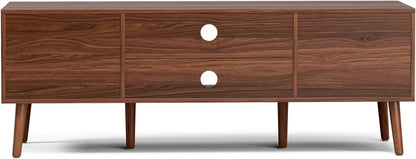 ✨ Mid-Century Modern TV Stand | Fluted Wood Entertainment Center with Storage Cabinets for Living Room