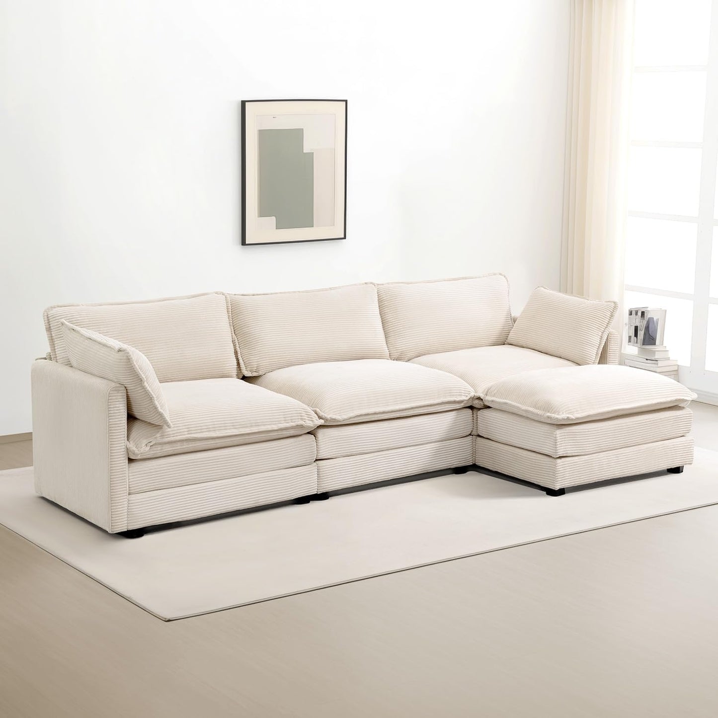 ☁️ Oversized Modular Cloud Sofa | 112" Cozy Sectional Couch with Ottoman for Modern Living Room