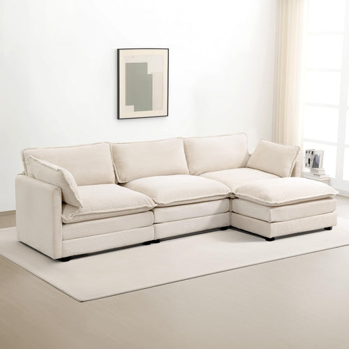 ☁️ Oversized Modular Cloud Sofa | 112" Cozy Sectional Couch with Ottoman for Modern Living Room