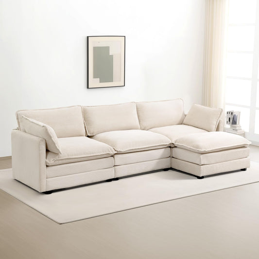 ☁️ Oversized Modular Cloud Sofa | 112" Cozy Sectional Couch with Ottoman for Modern Living Room