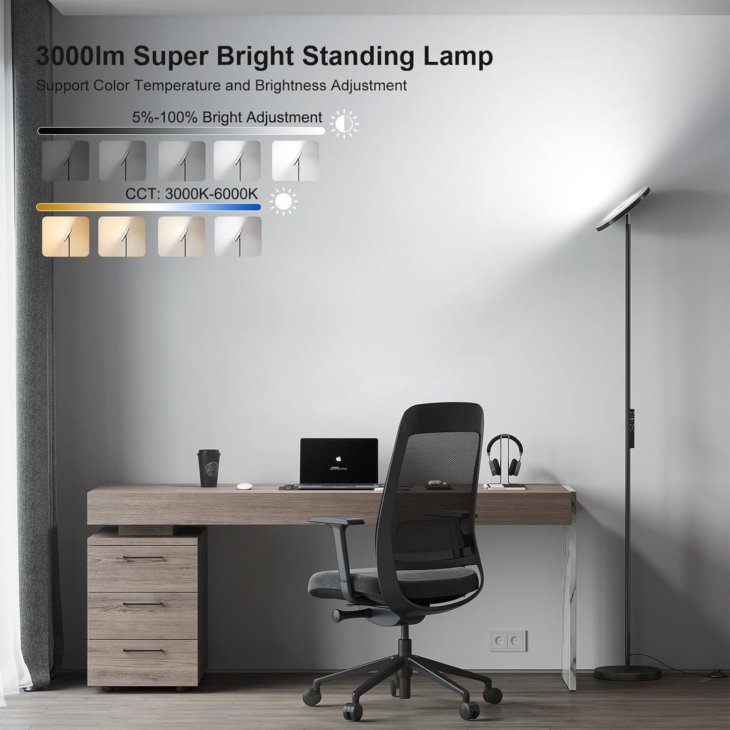 ✨ Modern LED Floor Lamp | Dimmable Standing Light with Remote Control for Living Room & Bedroom