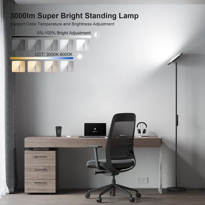 ✨ Modern LED Floor Lamp | Dimmable Standing Light with Remote Control for Living Room & Bedroom