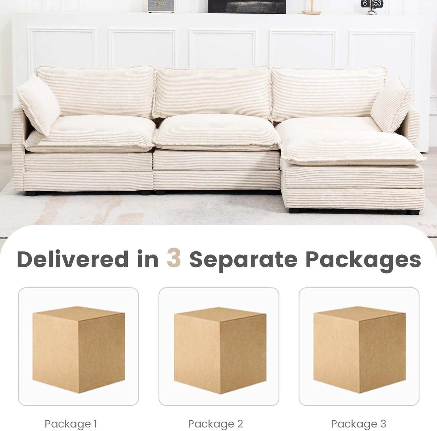 ☁️ Oversized Modular Cloud Sofa | 112" Cozy Sectional Couch with Ottoman for Modern Living Room