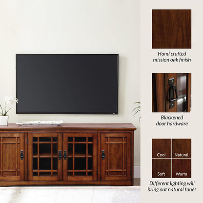 🪵 Classic Oak TV Console | 60" Solid Wood Style Entertainment Center with Storage Cabinets