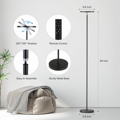 ✨ Modern LED Floor Lamp | Dimmable Standing Light with Remote Control for Living Room & Bedroom