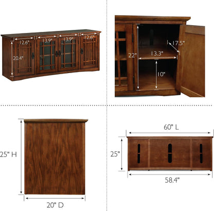 🪵 Classic Oak TV Console | 60" Solid Wood Style Entertainment Center with Storage Cabinets