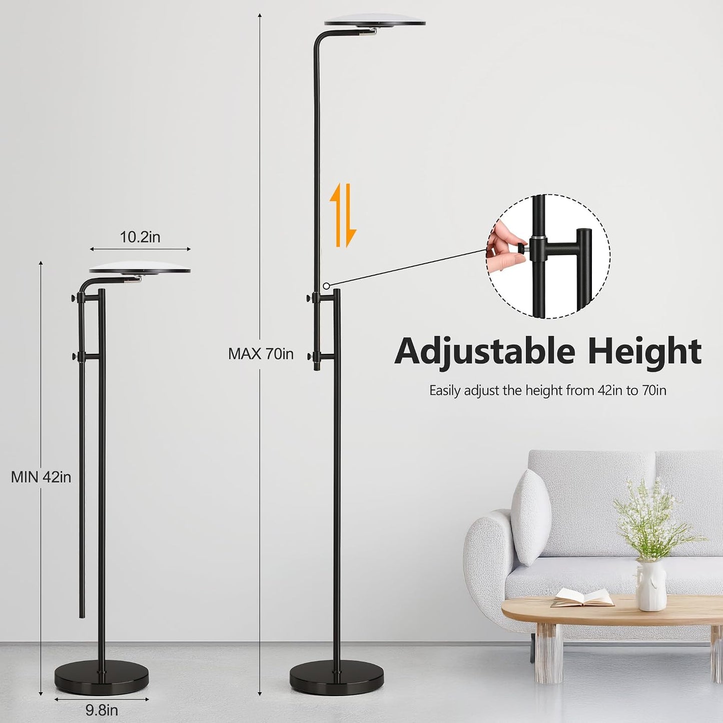 ✨ Modern LED Floor Lamp | 350° Rotatable Dimmable Standing Light with Remote Control for Living Room & Bedroom