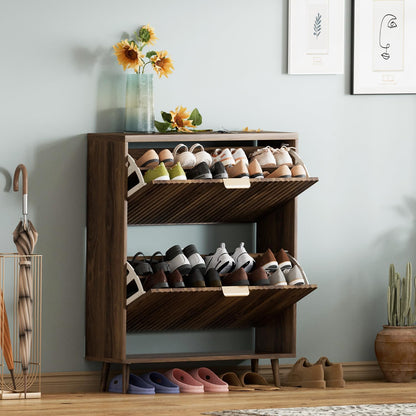 ✨ Modern Entryway Shoe Cabinet | Slim Hidden Storage Organizer with Flip Drawers for Stylish Home Spaces