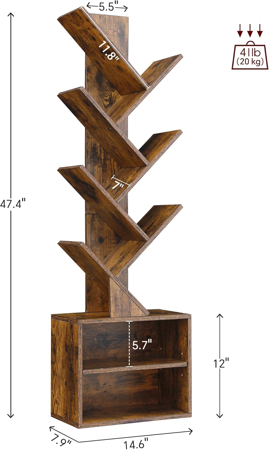 🌿 Modern Tree Bookshelf | Space Saving Decorative Storage Shelf for Bedroom & Living Room