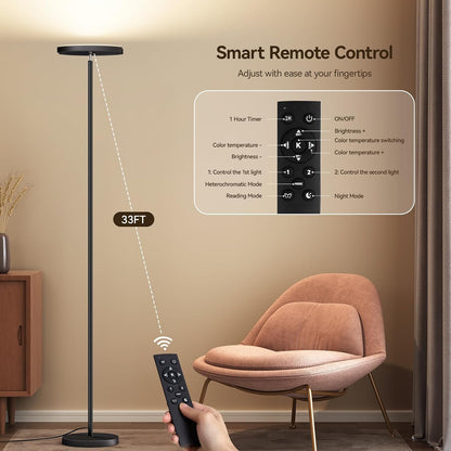 ✨ Modern LED Floor Lamp | Rotatable Dimmable Standing Light with Remote Control for Living Room & Bedroom