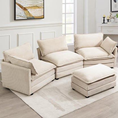 ☁️ Oversized Modular Cloud Sofa | 112" Cozy Sectional Couch with Ottoman for Modern Living Room