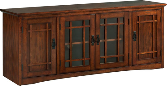 🪵 Classic Oak TV Console | 60" Solid Wood Style Entertainment Center with Storage Cabinets
