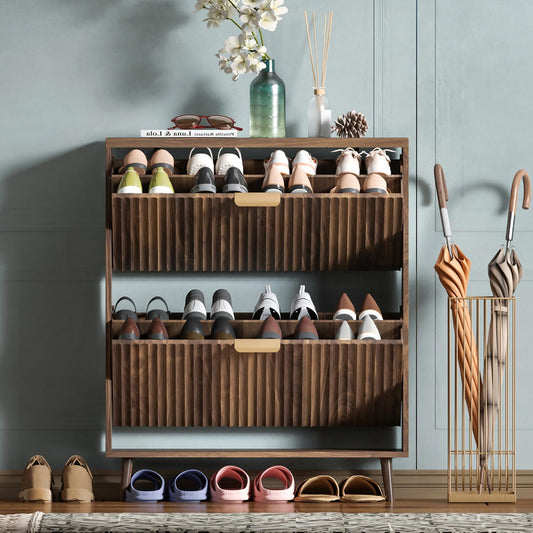 ✨ Modern Entryway Shoe Cabinet | Slim Hidden Storage Organizer with Flip Drawers for Stylish Home Spaces
