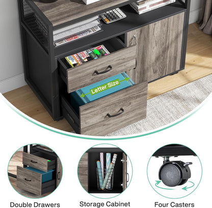 ✨ Executive Home Office Desk | Modern Computer Workstation with Storage Cabinet & Drawers