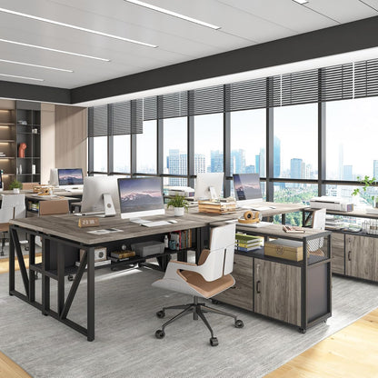 ✨ Executive Home Office Desk | Modern Computer Workstation with Storage Cabinet & Drawers