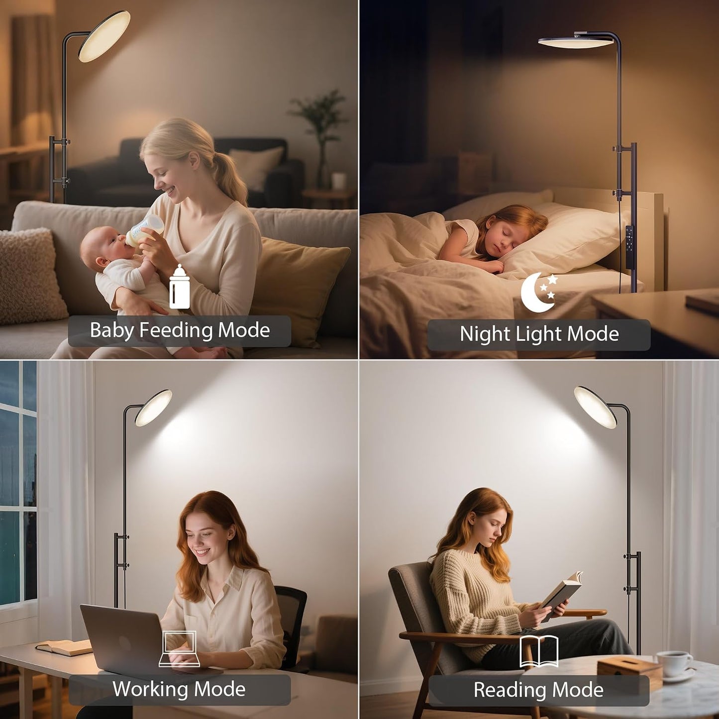 ✨ Modern LED Floor Lamp | 350° Rotatable Dimmable Standing Light with Remote Control for Living Room & Bedroom