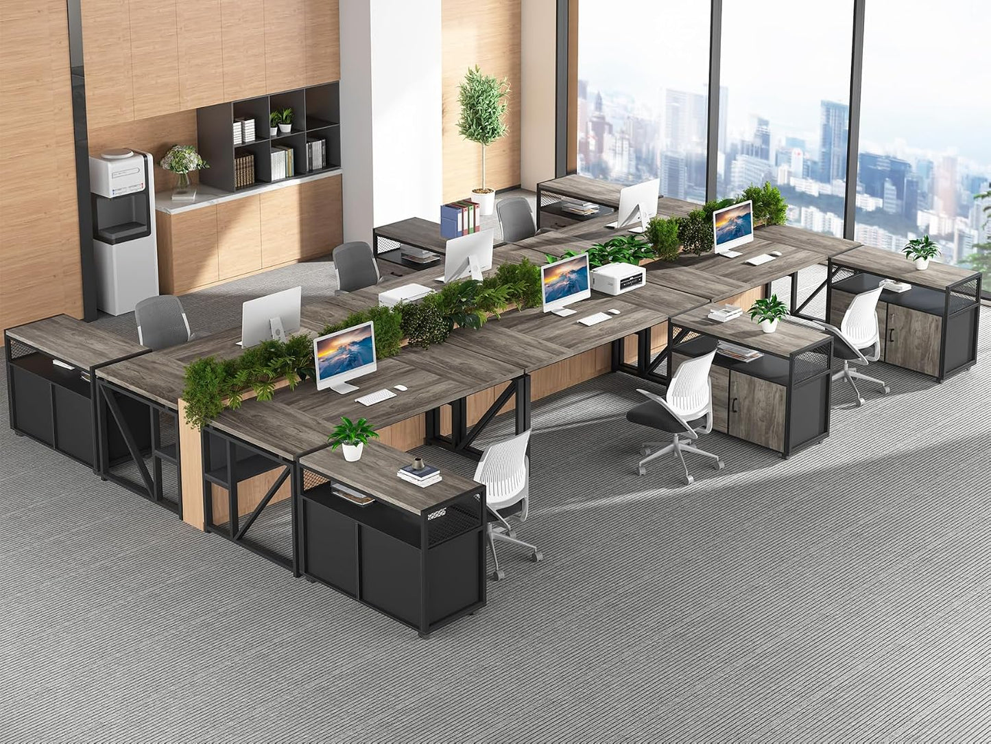✨ Executive Home Office Desk | Modern Computer Workstation with Storage Cabinet & Drawers