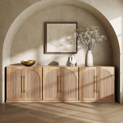 ✨ Modern Arched Sideboard Cabinet | Elegant Storage Credenza with Adjustable Shelves