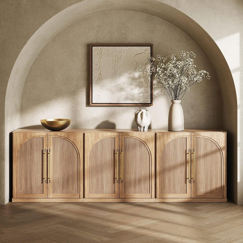 ✨ Modern Arched Sideboard Cabinet | Elegant Storage Credenza with Adjustable Shelves