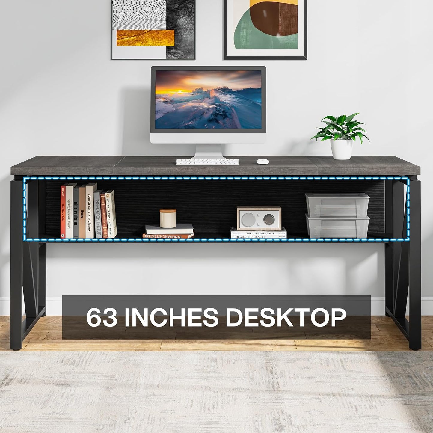 ✨ Executive Home Office Desk | Modern Computer Workstation with Storage Cabinet & Drawers