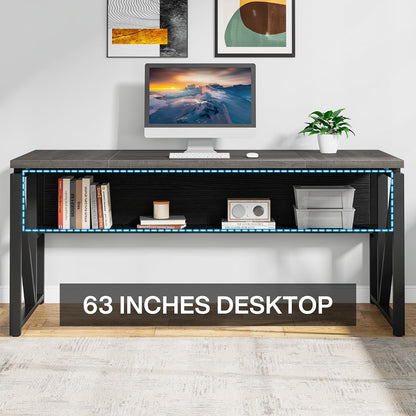 ✨ Executive Home Office Desk | Modern Computer Workstation with Storage Cabinet & Drawers