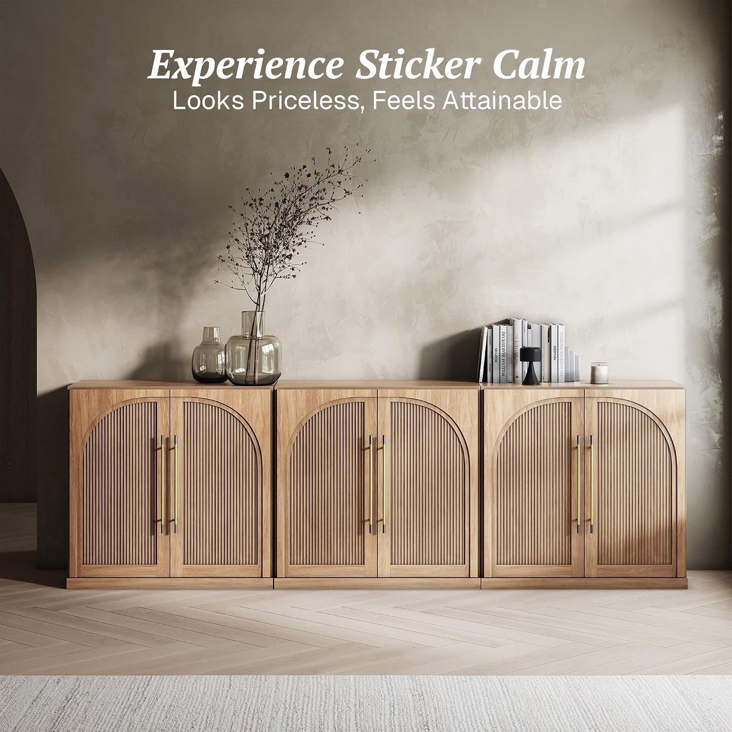 ✨ Modern Arched Sideboard Cabinet | Elegant Storage Credenza with Adjustable Shelves
