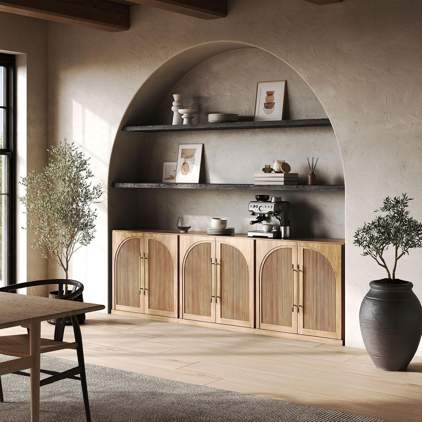 ✨ Modern Arched Sideboard Cabinet | Elegant Storage Credenza with Adjustable Shelves
